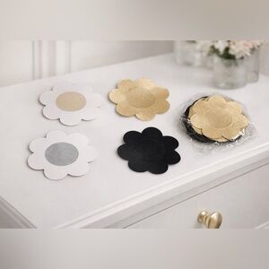 ✨ Black & Gold Flower Nipple Pasties - OS